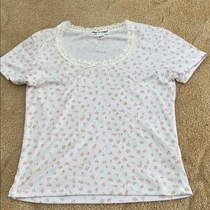Charlotte Russe Pink Floral Lace Crop Top baby tee